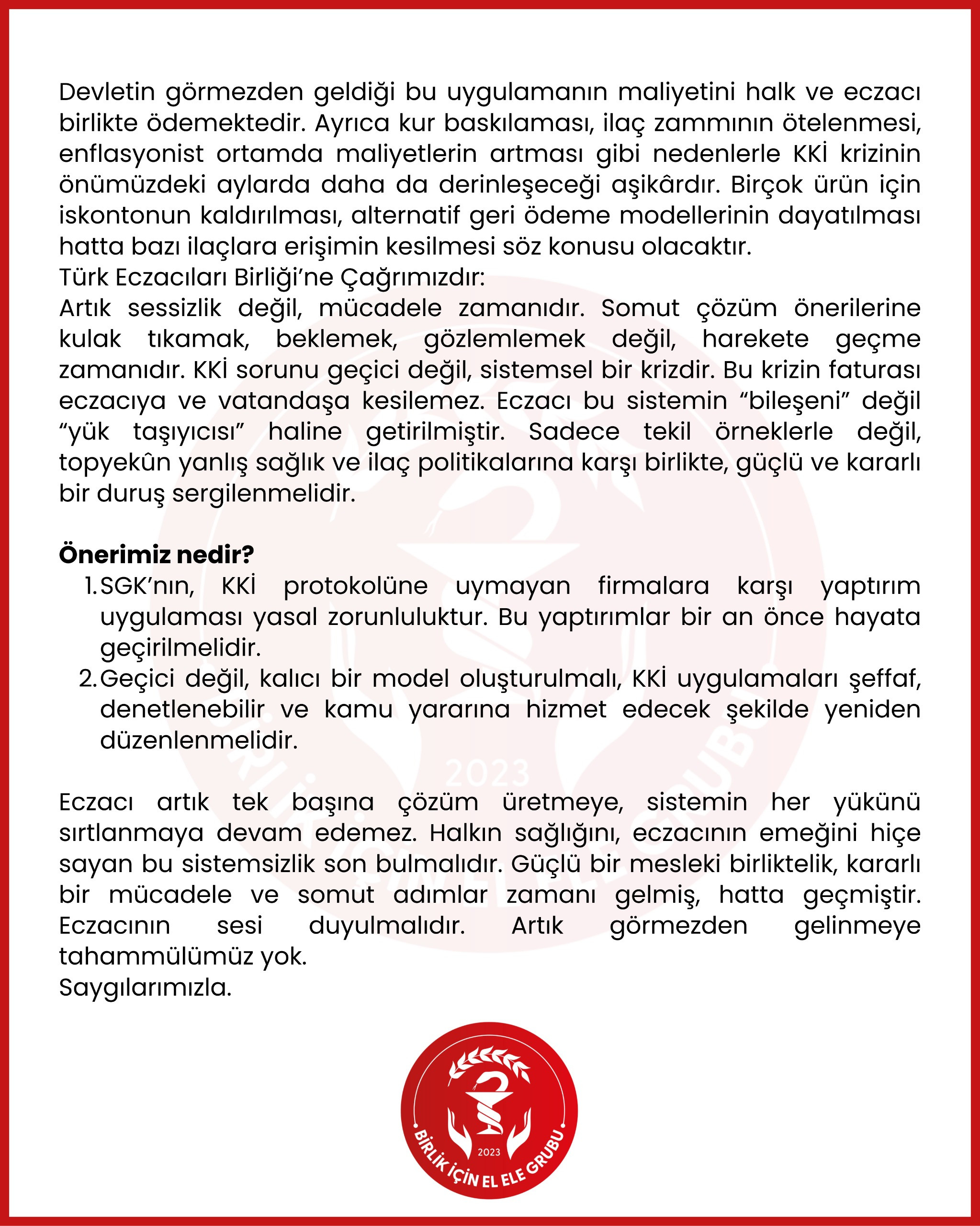 Halk ve Eczacılar İçin Sürdürülebilir Bir Çözüm Zamanı!